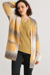 Brown Multi Knit Two Pocket Open Front Cardigan /2-2-2