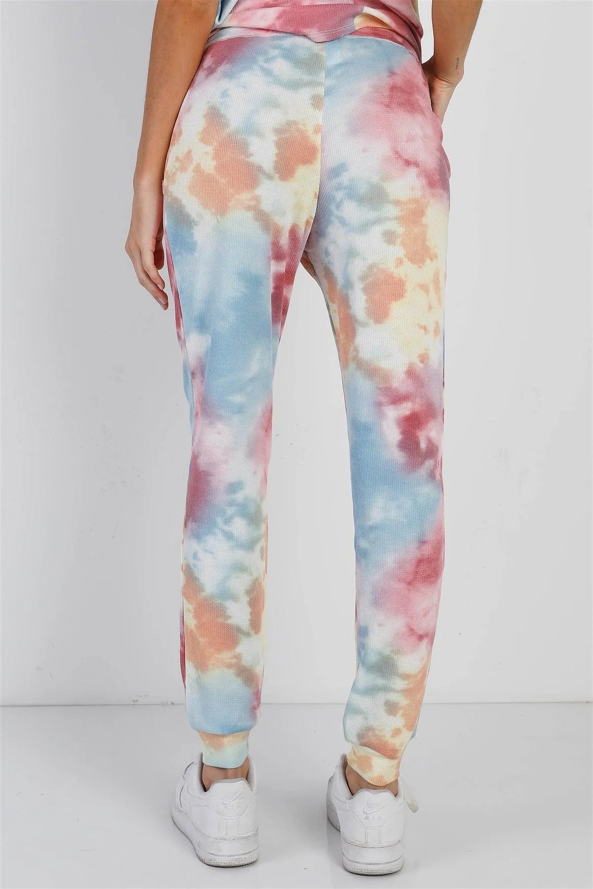 Multi Color Tie-Dye Waffle Knit Short Sleeve Top & Pants Set /1-1-1 - Tasha Apparel Wholesale
