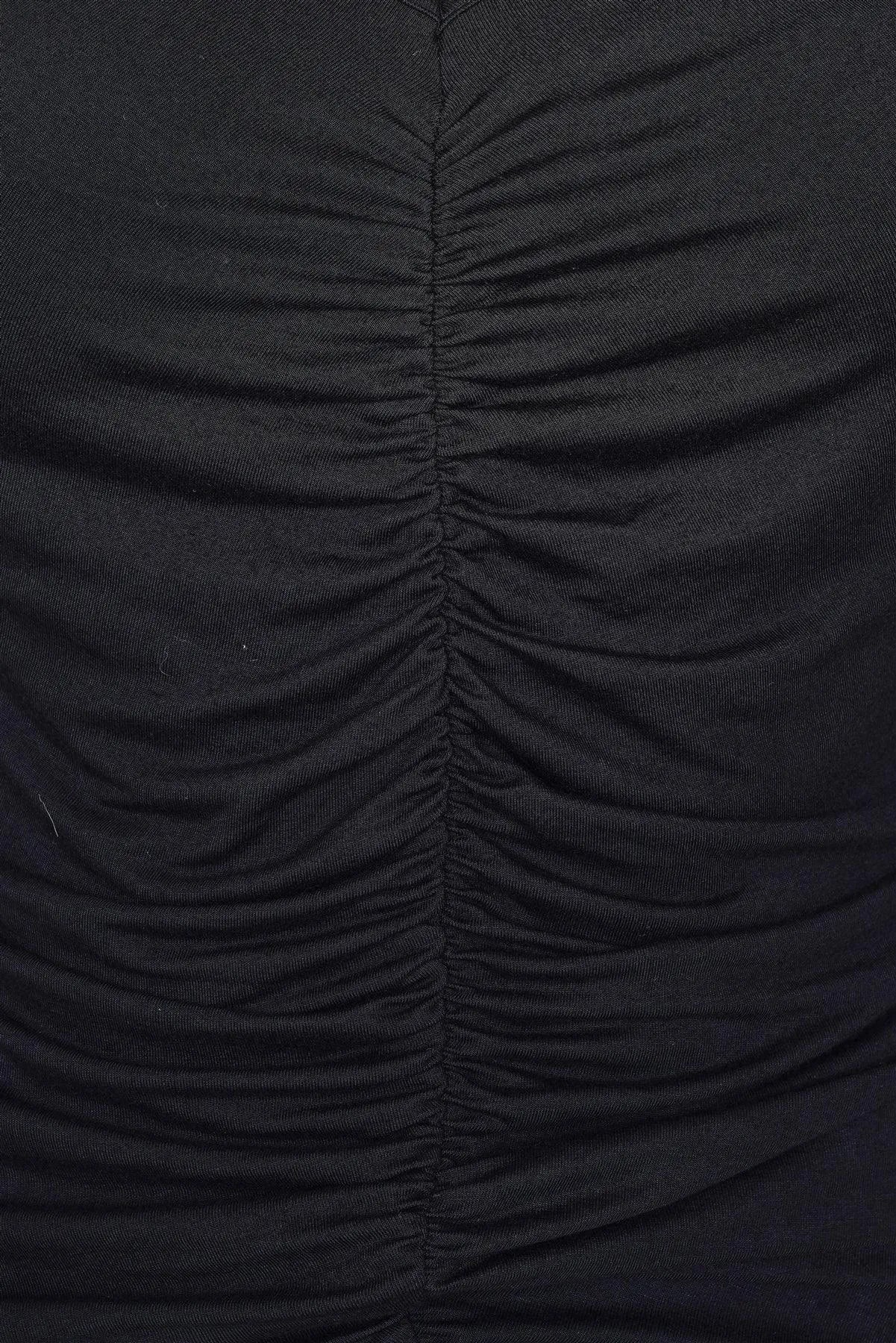 Black Plus Size Slit Sleeve Ruched Front Top /2-2-2 - Tasha Apparel Wholesale