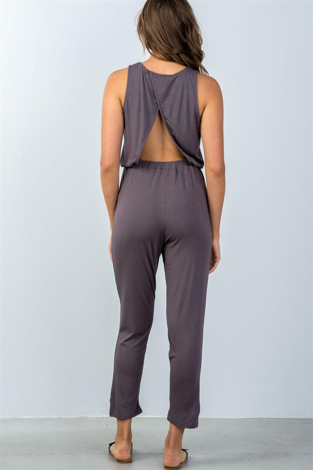 Charcoal Sleeveless Back Cut Out Jumpsuit /3-2-1