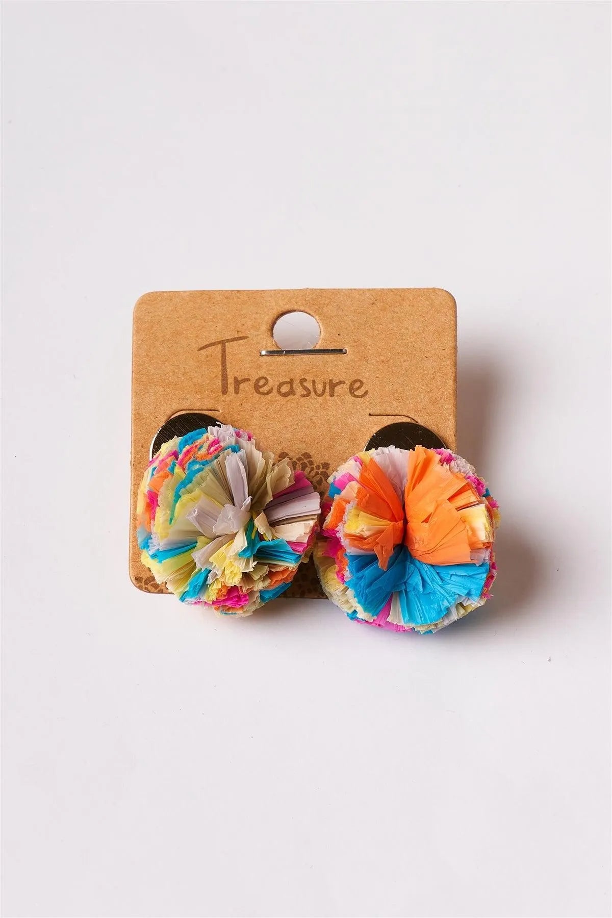 Multi Colored Pom Pom Stud Earrings /6 Pairs - Tasha Apparel Wholesale