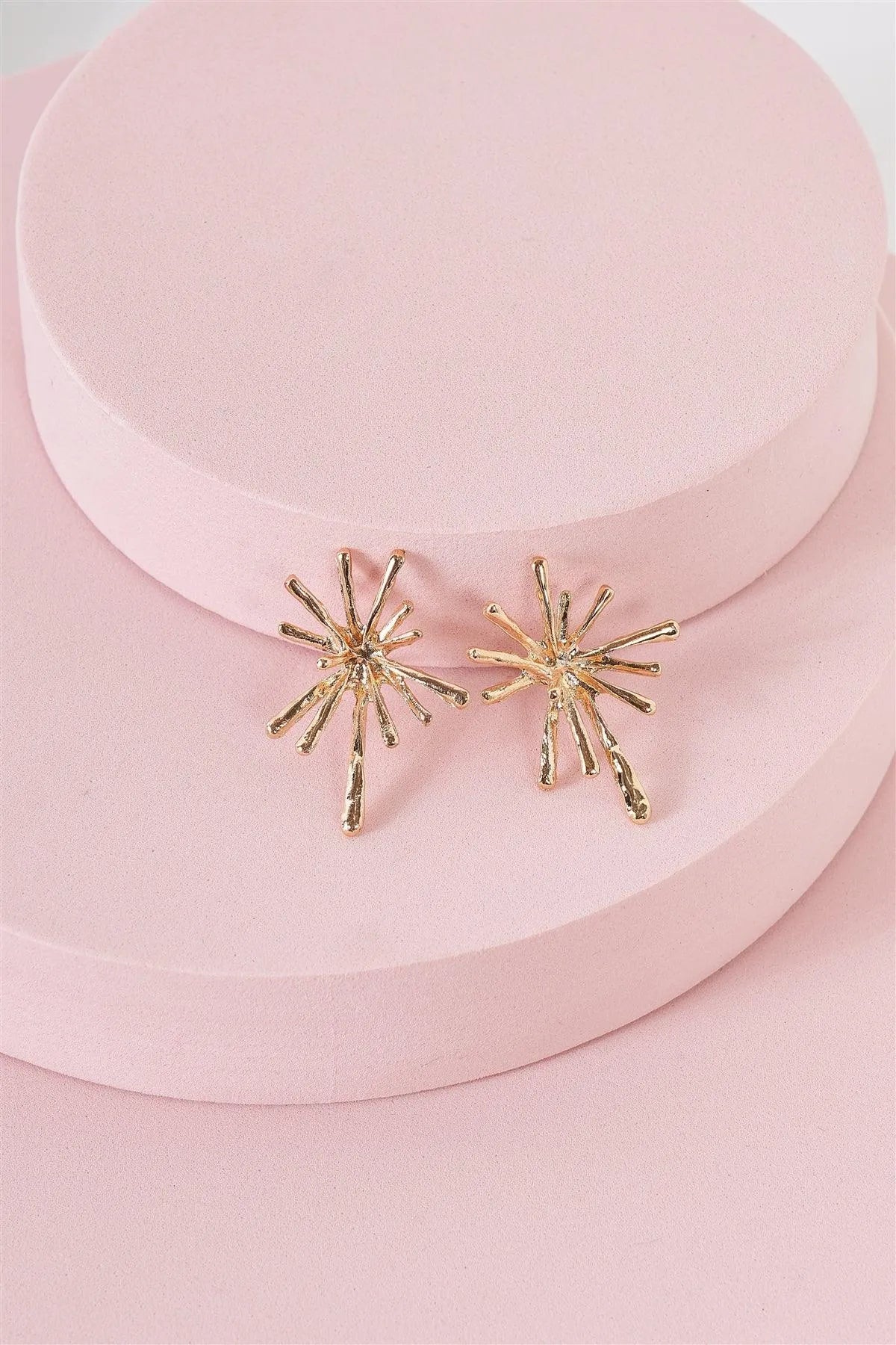 Gold Uneven Firework Drop Earrings /3 Pairs - Tasha Apparel Wholesale