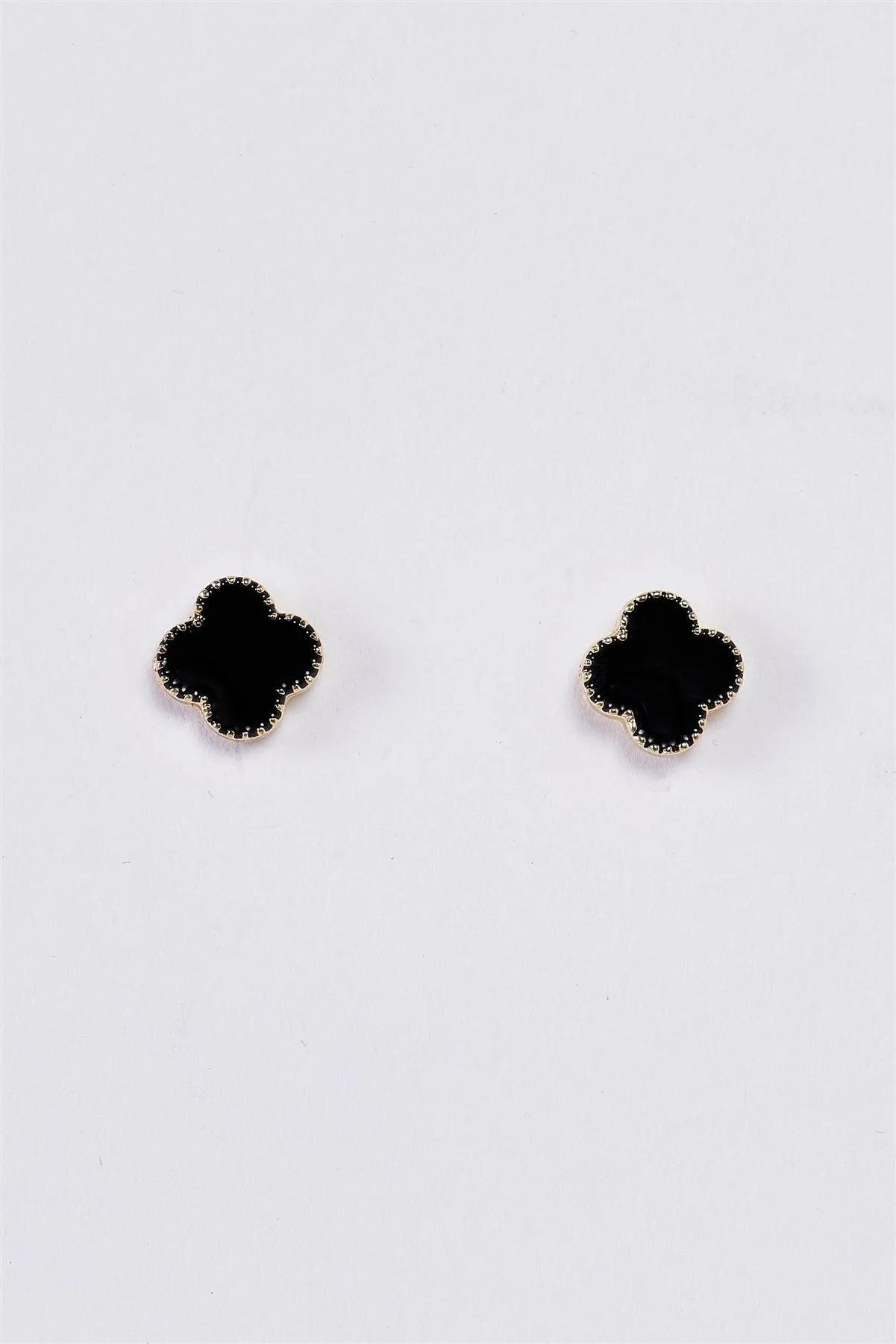 Vintage Gold & Black Quatrefoil Small Stud Earrings /3 Pairs - Tasha Apparel Wholesale