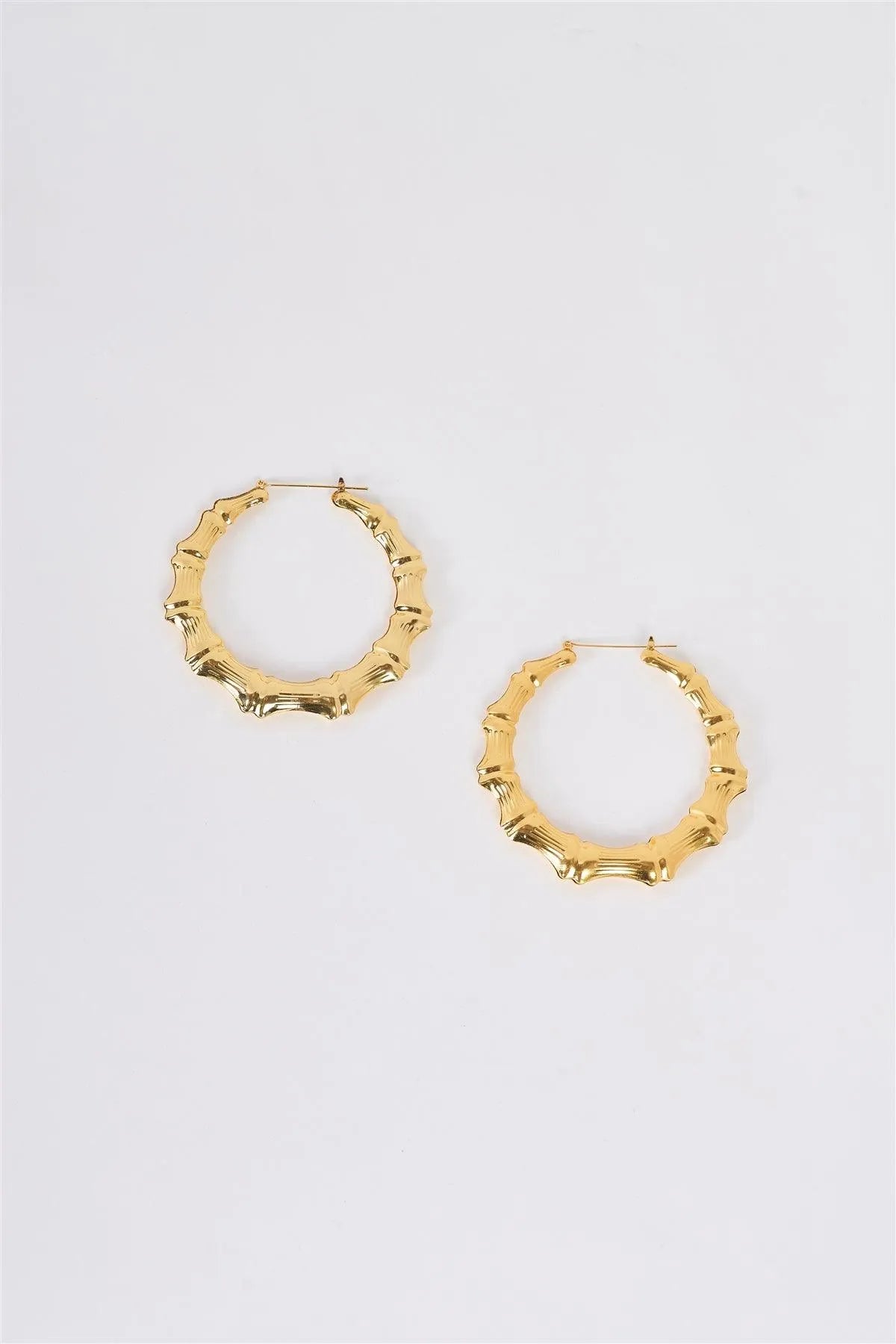 Gold Large Circle Bamboo Hoop Earrings - Tasha Apparel Wholesale
