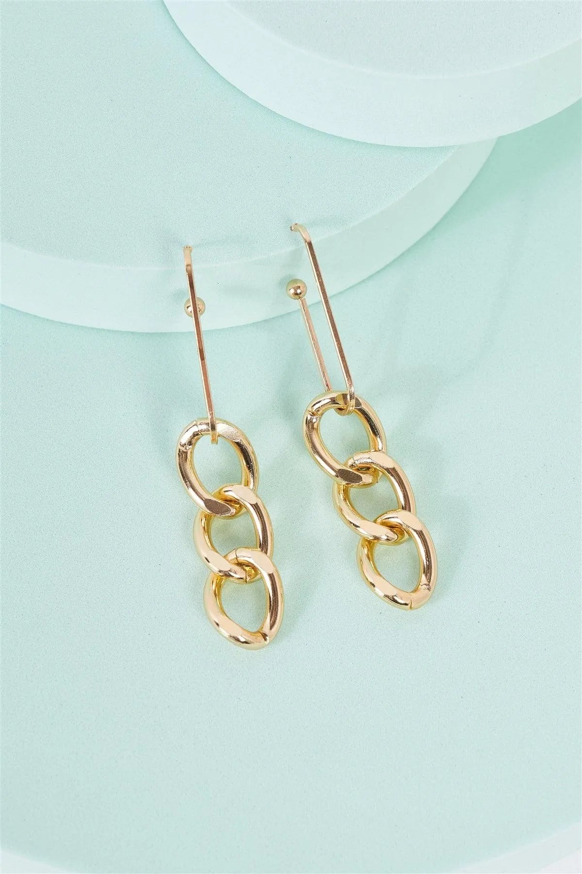 Gold Detachable Hoop Chain Link Dangle Earrings - Tasha Apparel Wholesale