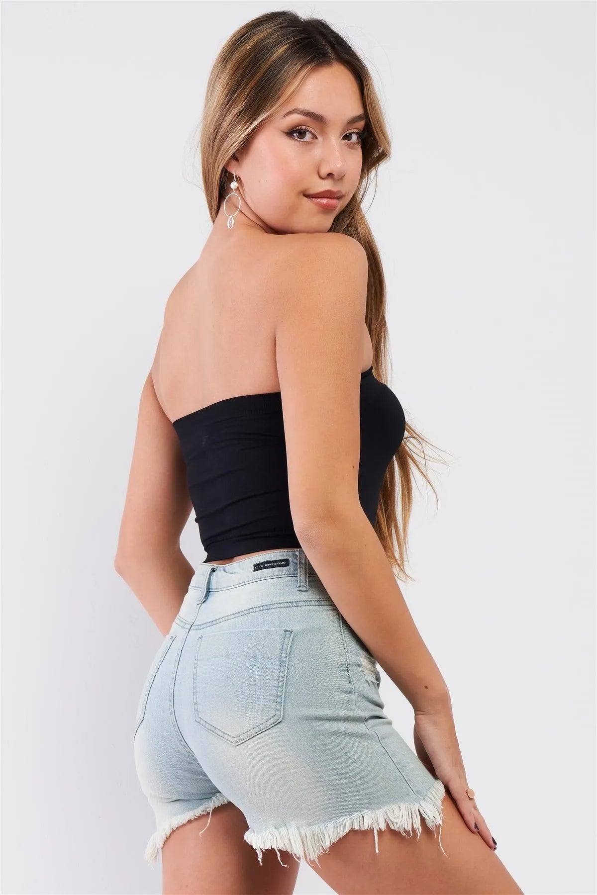 Black Strapless Wide Seamless Bandeau Tube Bra /2-3 - Tasha Apparel Wholesale