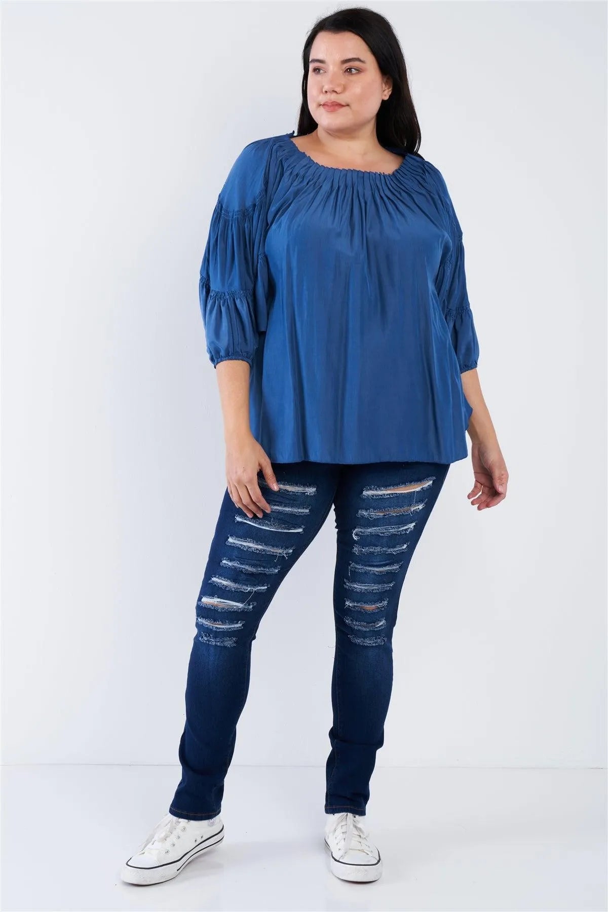 Blue Boho Plus Size Top /1-2-1 - Tasha Apparel Wholesale