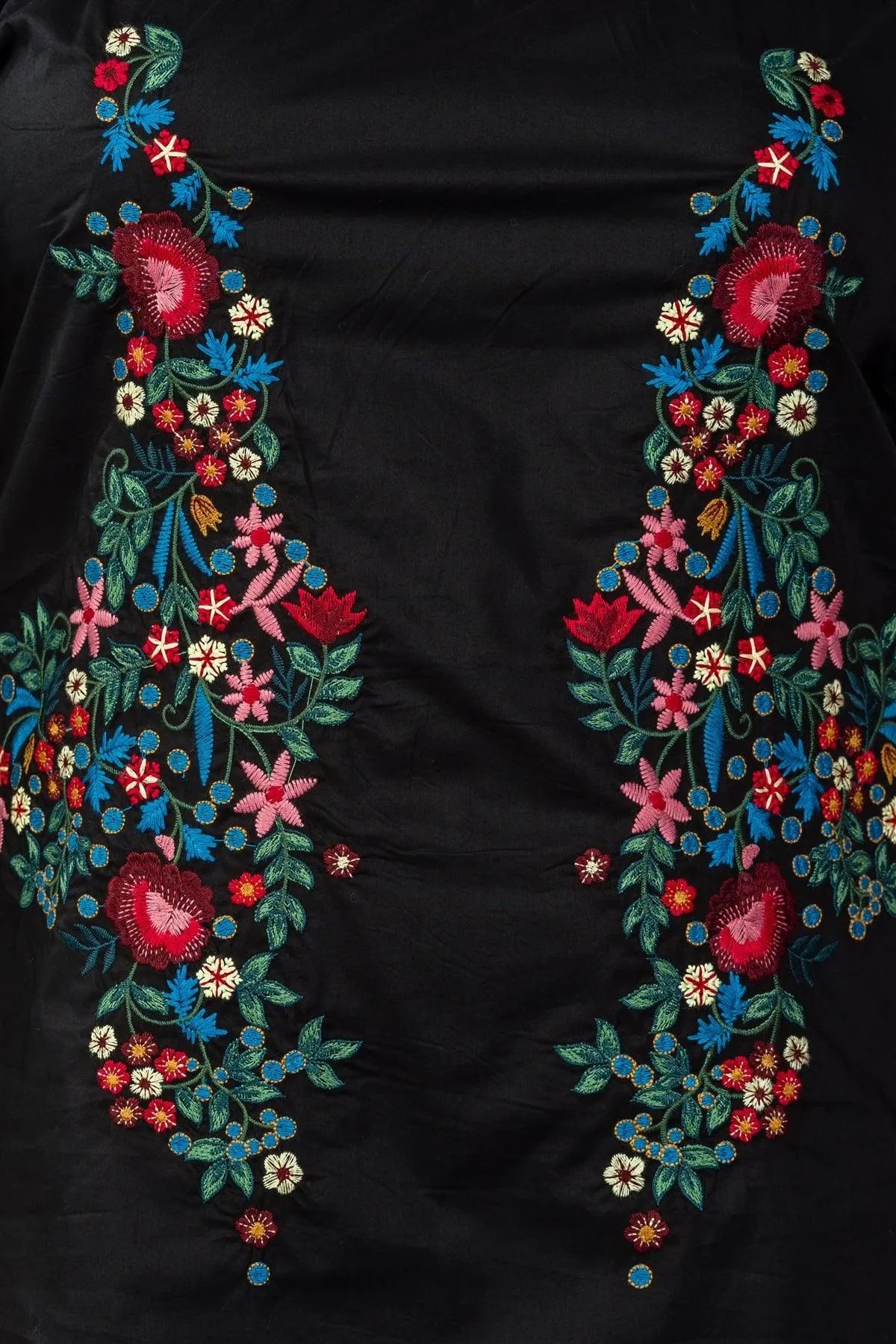 Plus Size Black Floral Embroidered Off The Shoulder Tunic Dress /2-2-2 - Tasha Apparel Wholesale