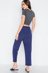 Navy Cropped Ankle Leg Pants