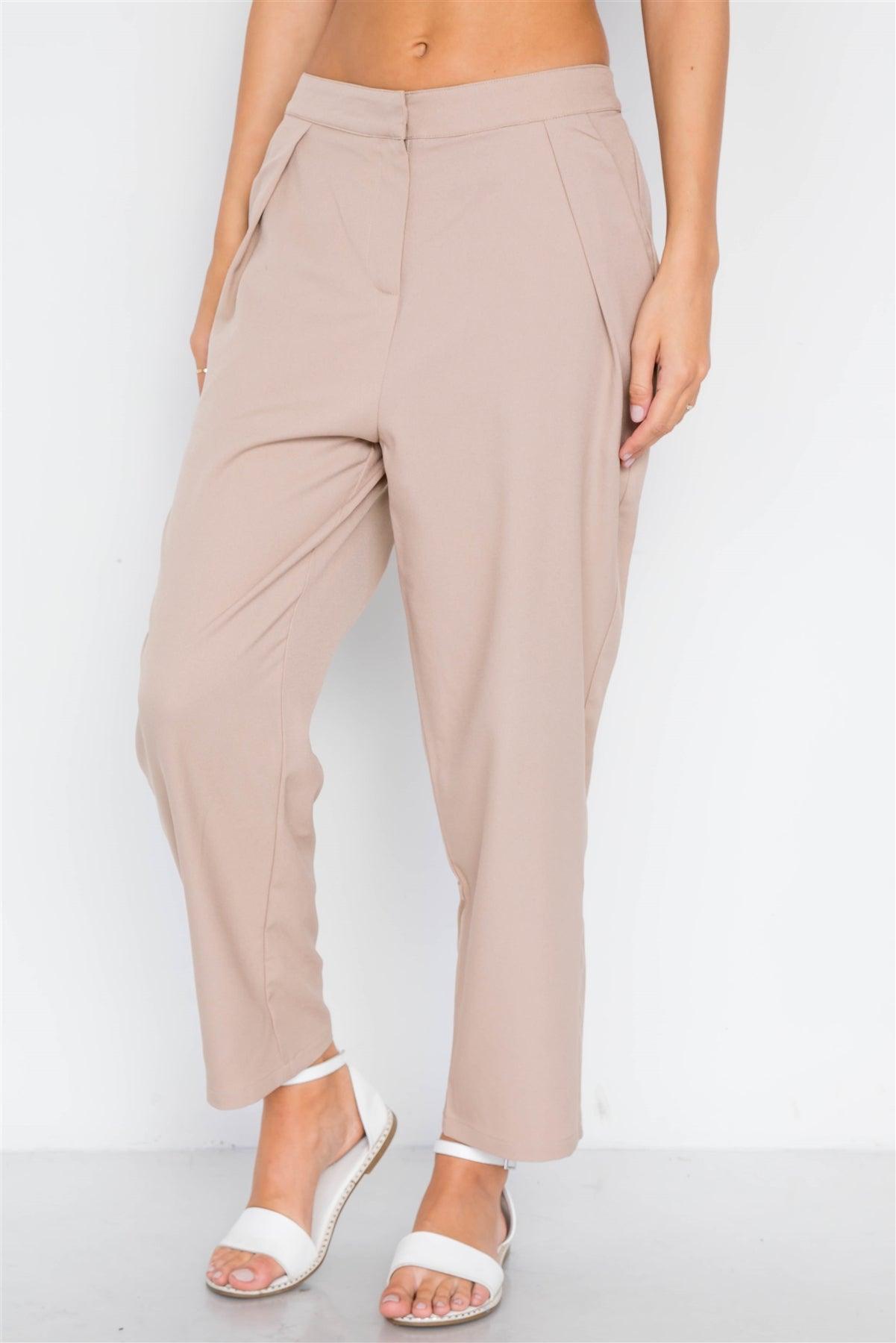 Taupe Cropped Ankle Leg Pants