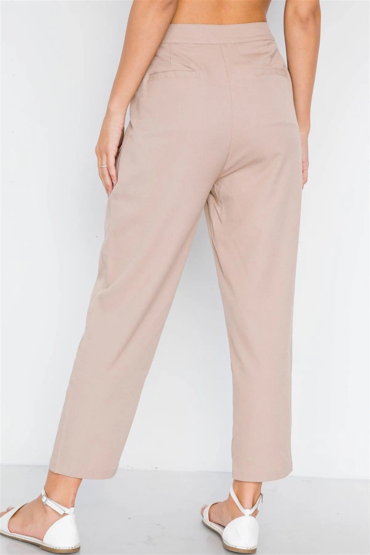 Taupe Cropped Ankle Leg Pants - Tasha Apparel Wholesale