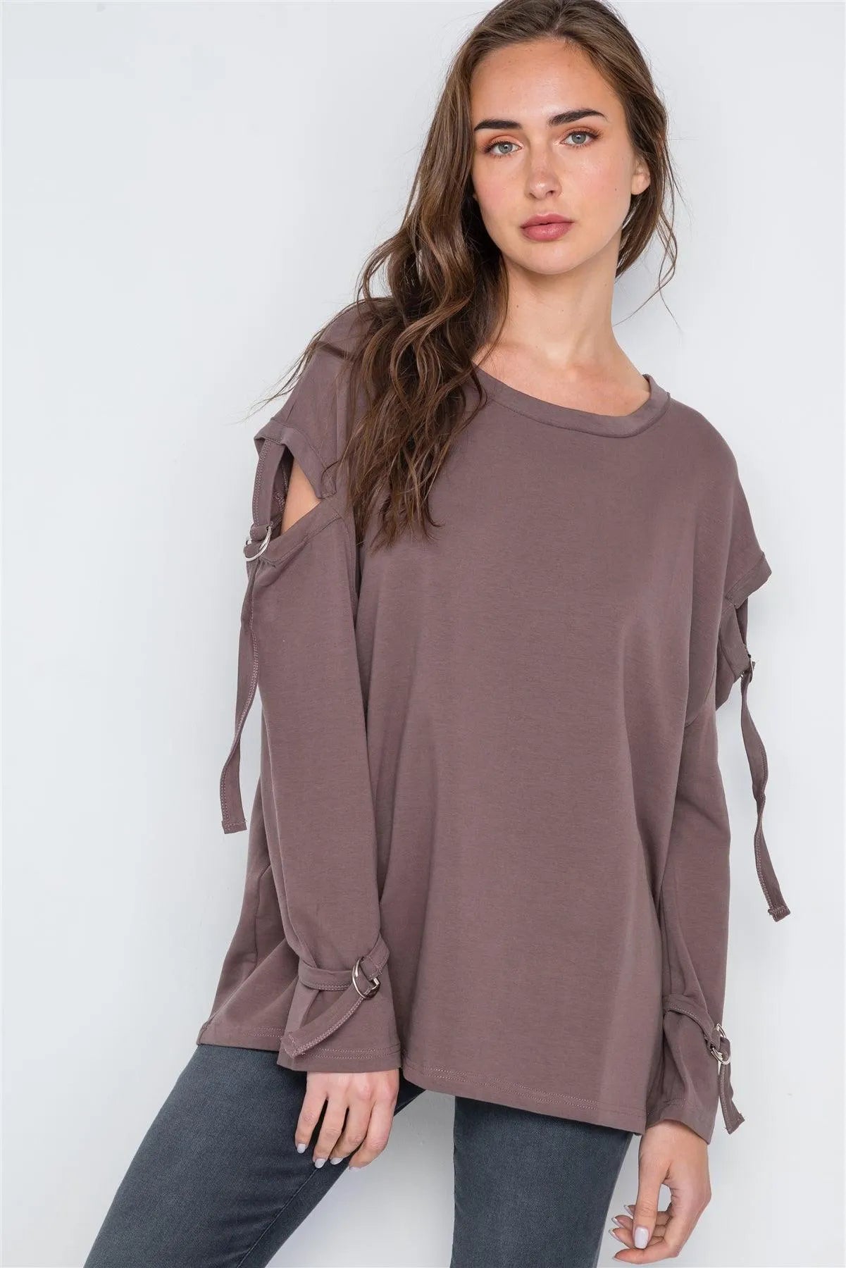 Coca Long Sleeve Cut-Out Sweater /3-3 - Tasha Apparel Wholesale