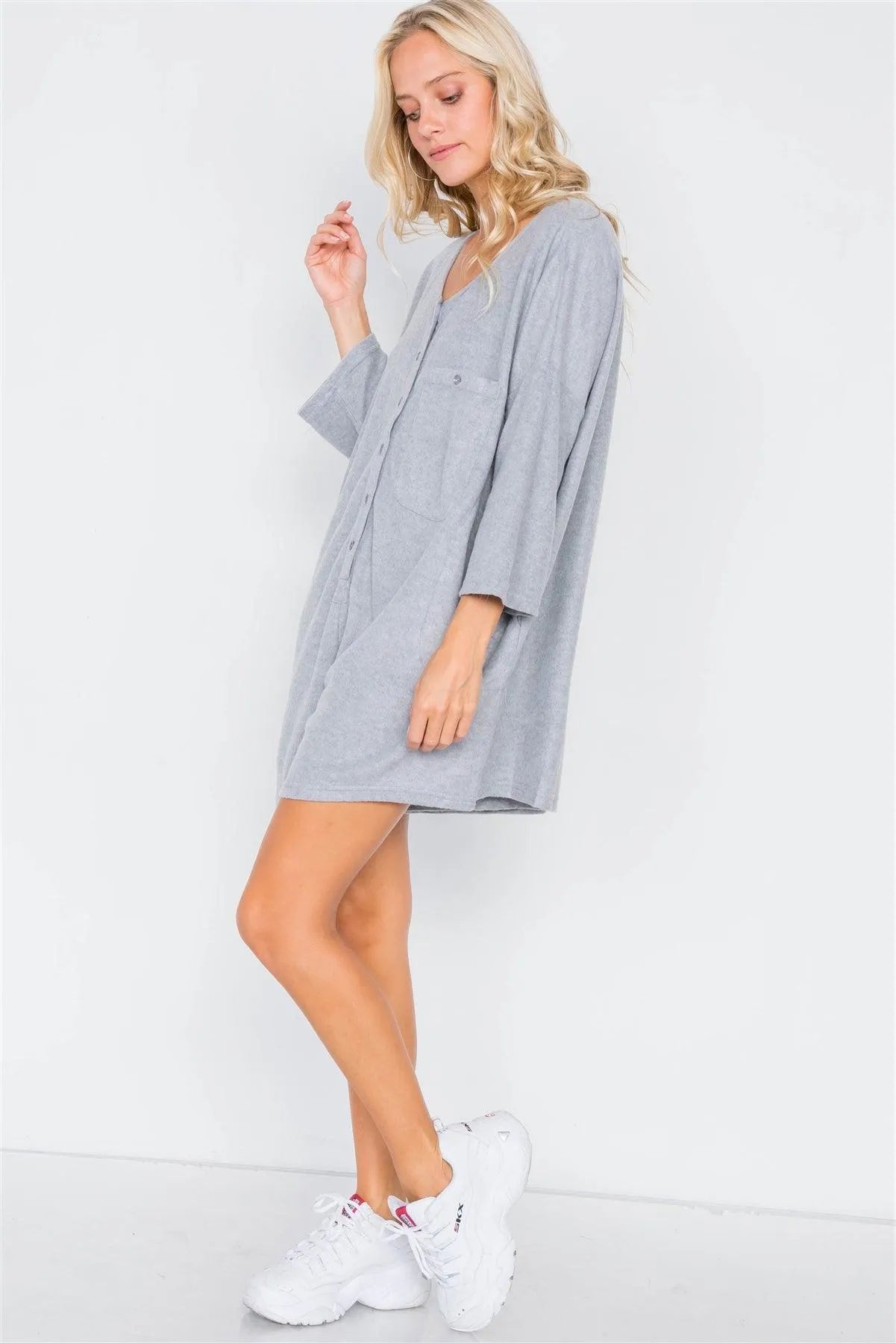 Best Seller! Charcoal Oversized Drop Shoulder Onesie Romper /3-3 - Tasha Apparel Wholesale