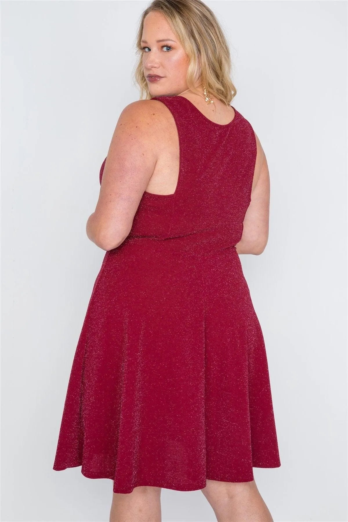 Plus Size Burgundy Sleeveless A-Line Evening Dress - Tasha Apparel Wholesale