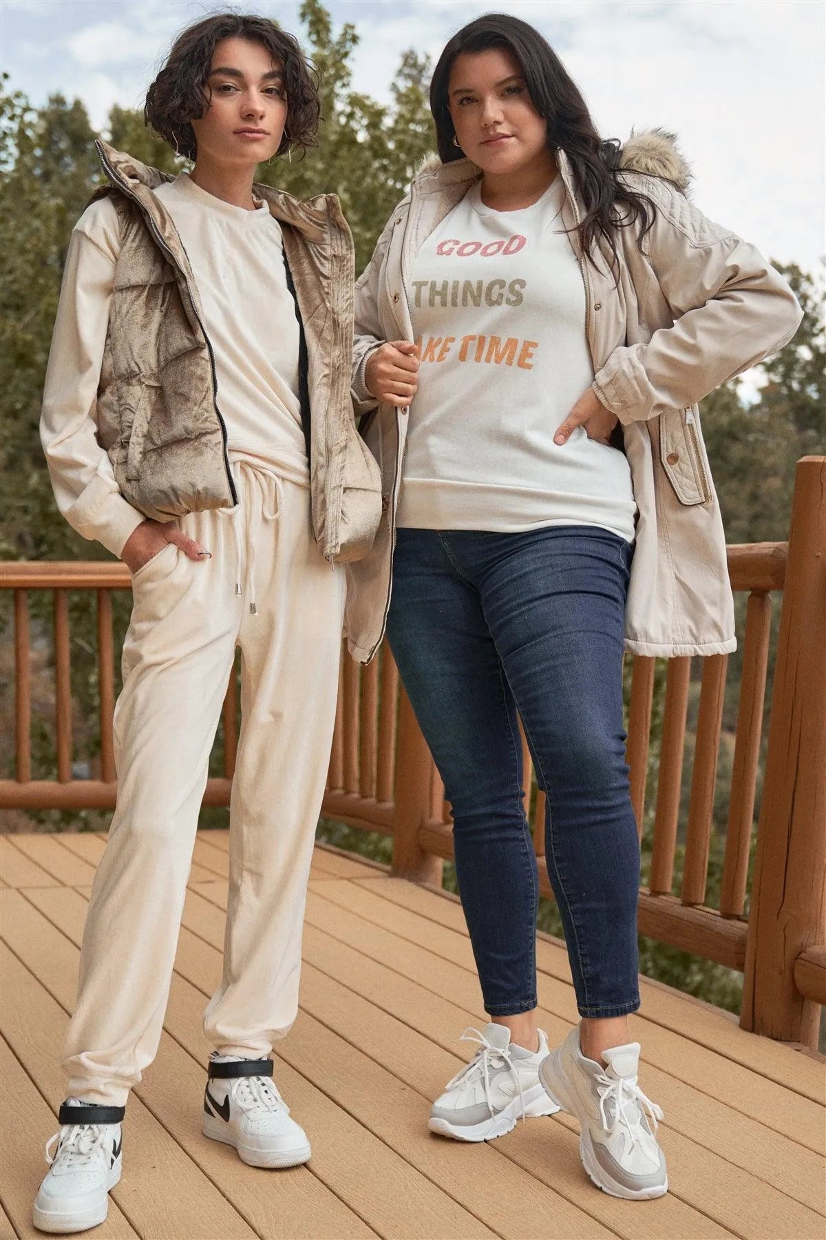 Junior Plus White Metaphor Printed Long Sleeve Relaxed Sweatshirt Top /3-2-1 - Tasha Apparel Wholesale