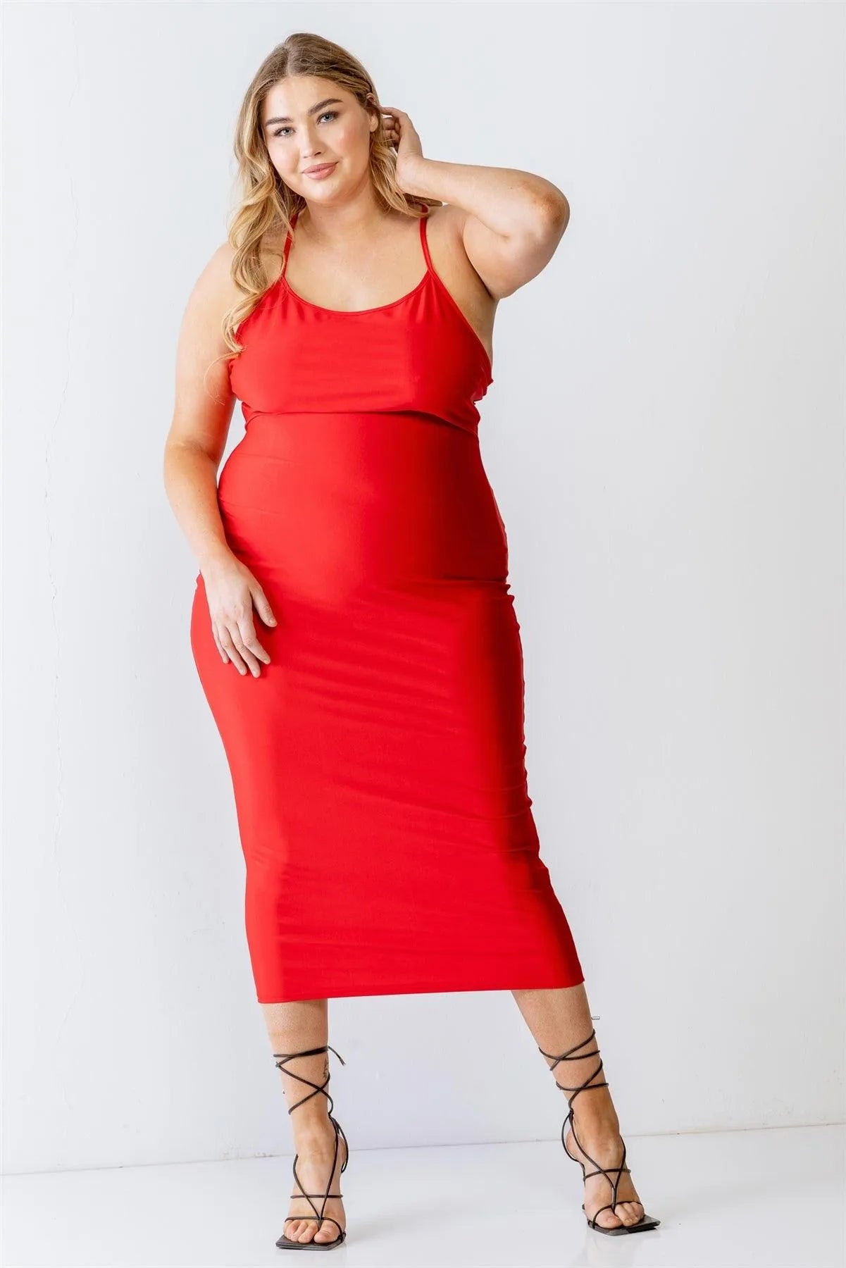 Plus Size Strappy Back Criss-Cross Midi Dress Plus Size Strappy Back Criss-Cross Midi Dress
