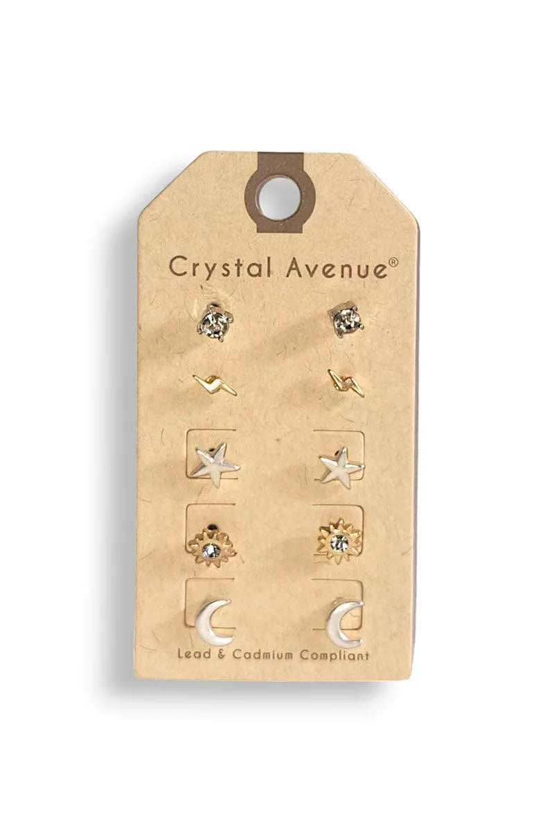 Assorted Mini Moon Star Lightning Earrings Set - Tasha Apparel Wholesale