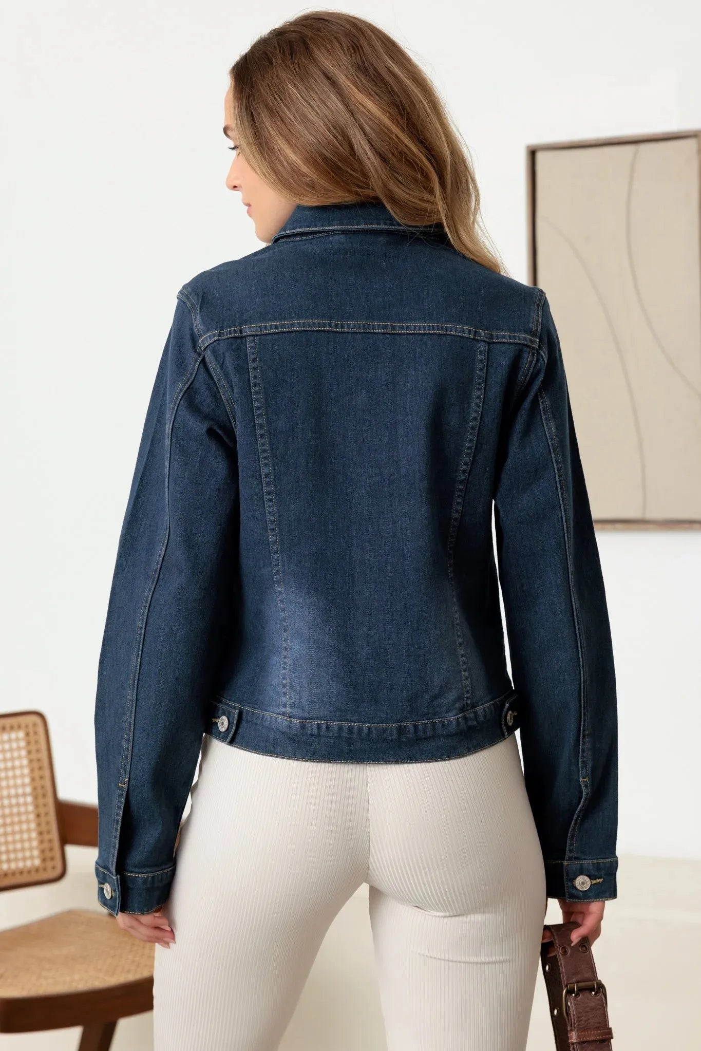 Long Sleeve Button-Up Four Pocket Denim Jacket - Tasha Apparel Wholesale