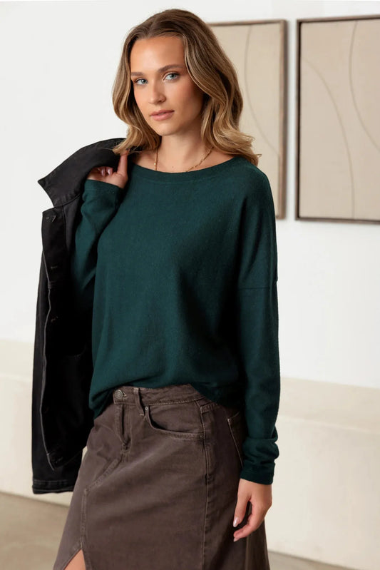 Crew Neck Long Sleeve Soft Cozy Top - Tasha Apparel Wholesale