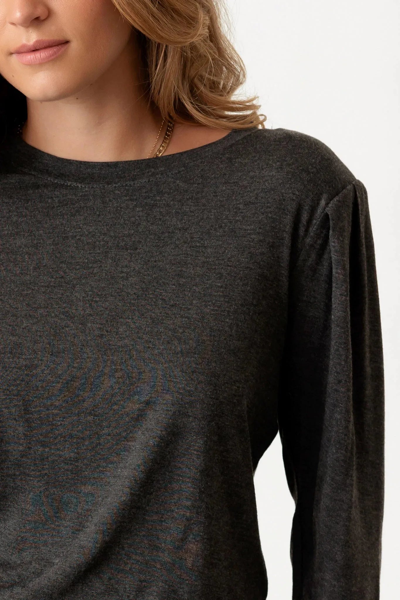 Casual Shoulder Pad Puff Midi Sleeve Top - Tasha Apparel Wholesale