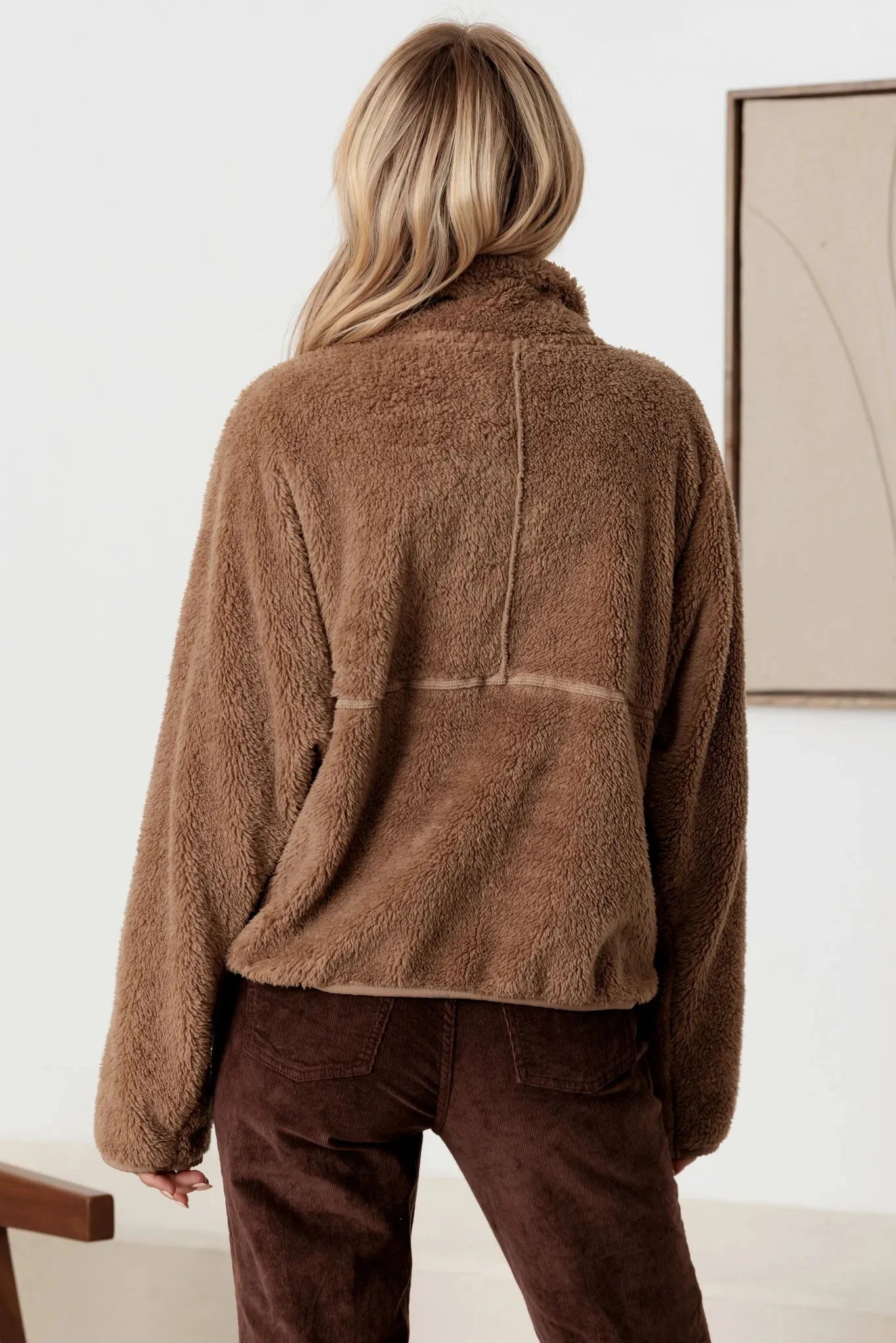 Mock Neck Front Pocket Soft Teddy Jacket - Tasha Apparel Wholesale