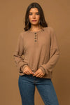 Soft Front Button Long Sleeve Top - Tasha Apparel Wholesale