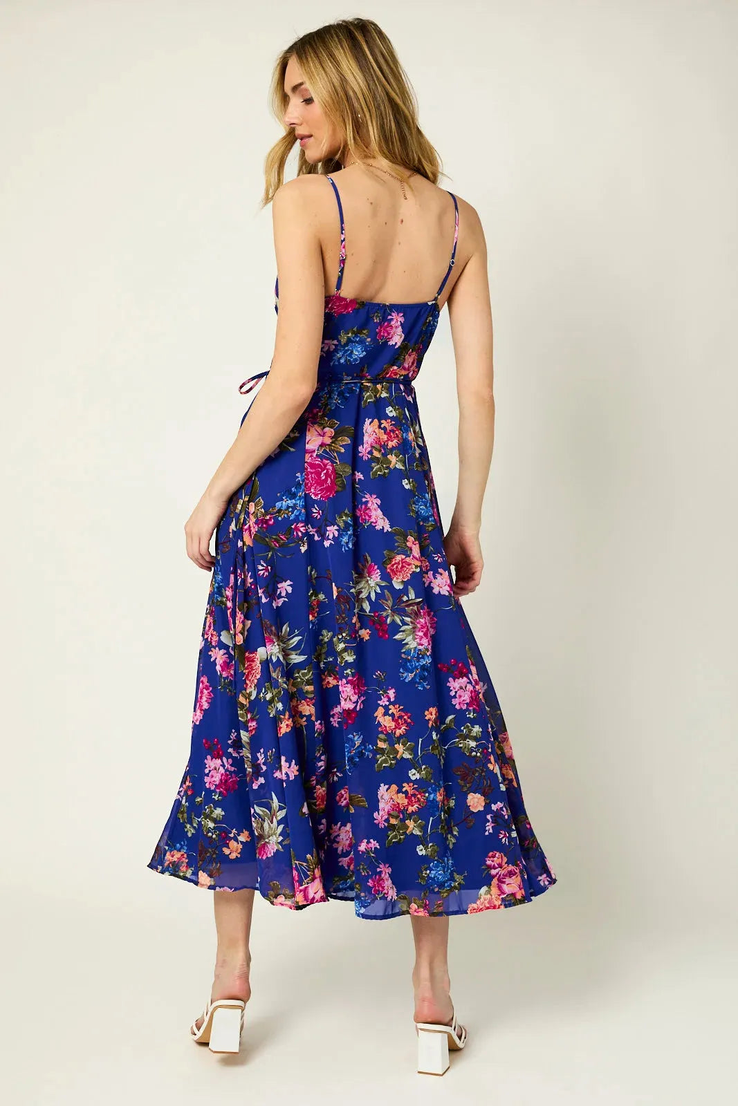 Sleeveless V Neck Wrap Floral Maxi Dress - Tasha Apparel Wholesale
