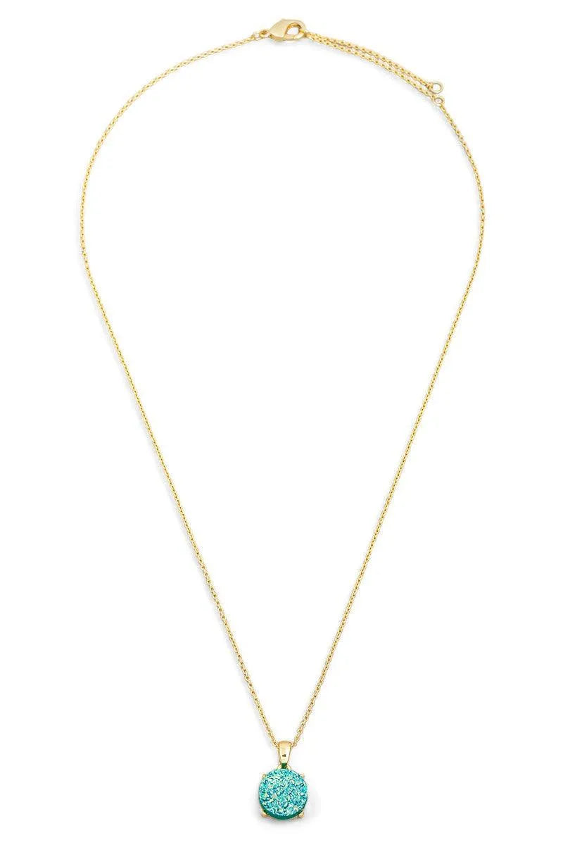 Rose Gold Druzy Round Pendant Necklace - Tasha Apparel Wholesale