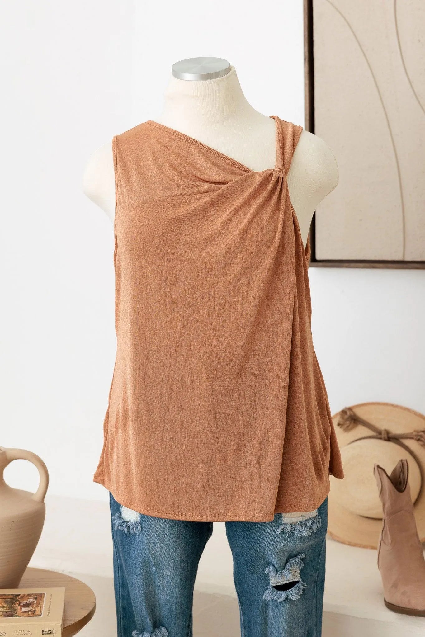 Plus Size One Shoulder Twist Neck-Line Top - Tasha Apparel Wholesale