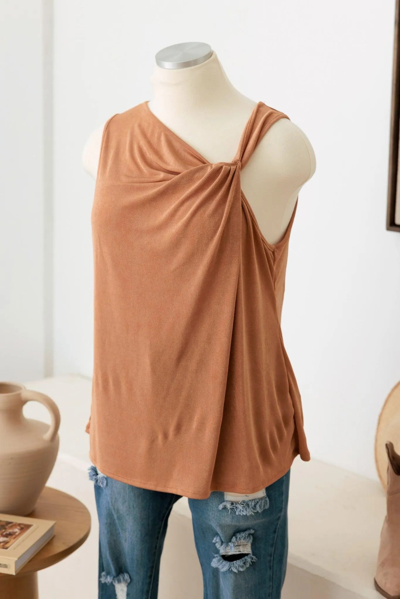 Plus Size One Shoulder Twist Neck-Line Top - Tasha Apparel Wholesale