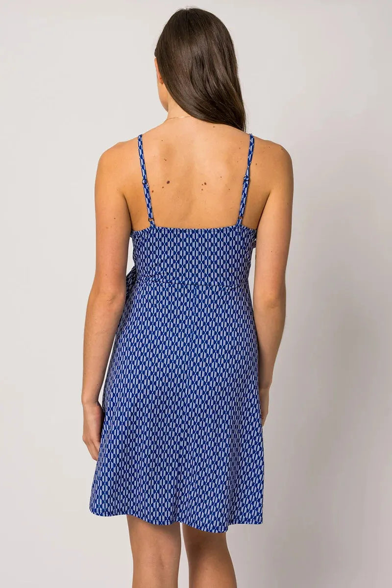 Sleeveless Wrap Side Tie Abstract Print Mini Dress - Tasha Apparel Wholesale
