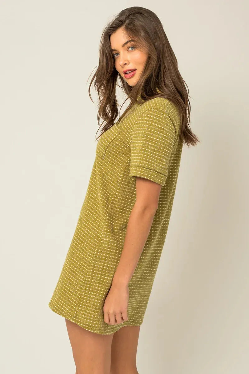 Short Sleeve Collar Button Down Knit Mini Dress - Tasha Apparel Wholesale