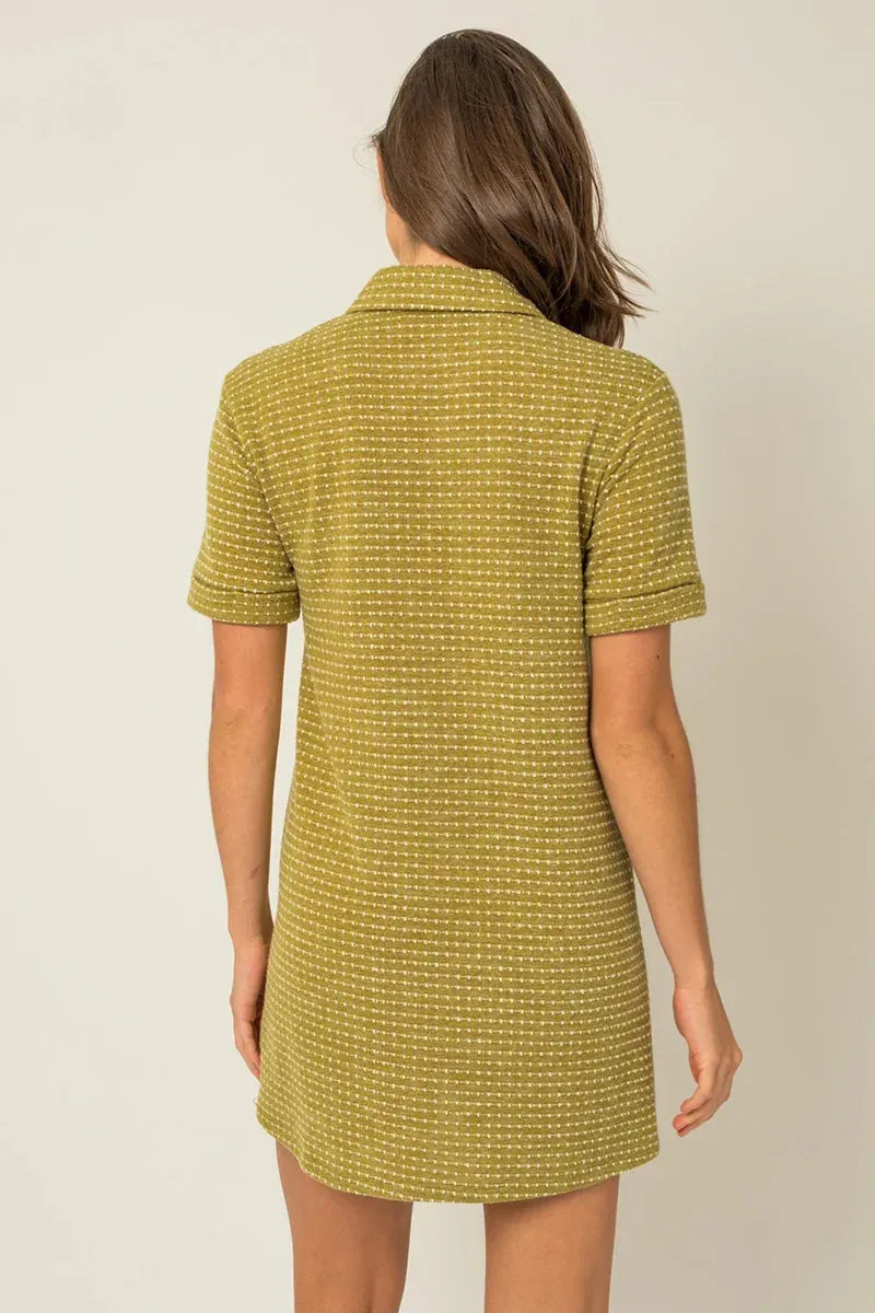 Short Sleeve Collar Button Down Knit Mini Dress - Tasha Apparel Wholesale