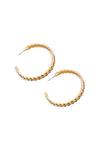 Coated Leaf Accent Metallic Chevron Hoop Earrings - Tasha Apparel Wholesale