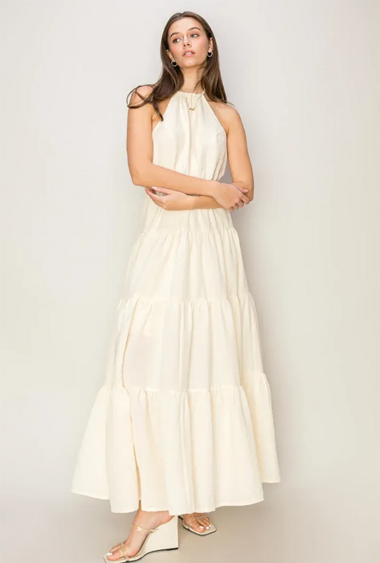 halter Tiered Backless maxi Dress - Tasha Apparel Wholesale