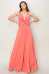 Sleeveless Extra Wide Legs Plunging Twisted Jumpsuit - Tasha Apparel Wholesale