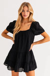 Short Puff Sleeve Tiered Mini Dress - Tasha Apparel Wholesale