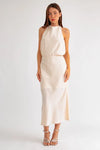 Satin Open Back Halter Midi Dress - Tasha Apparel Wholesale
