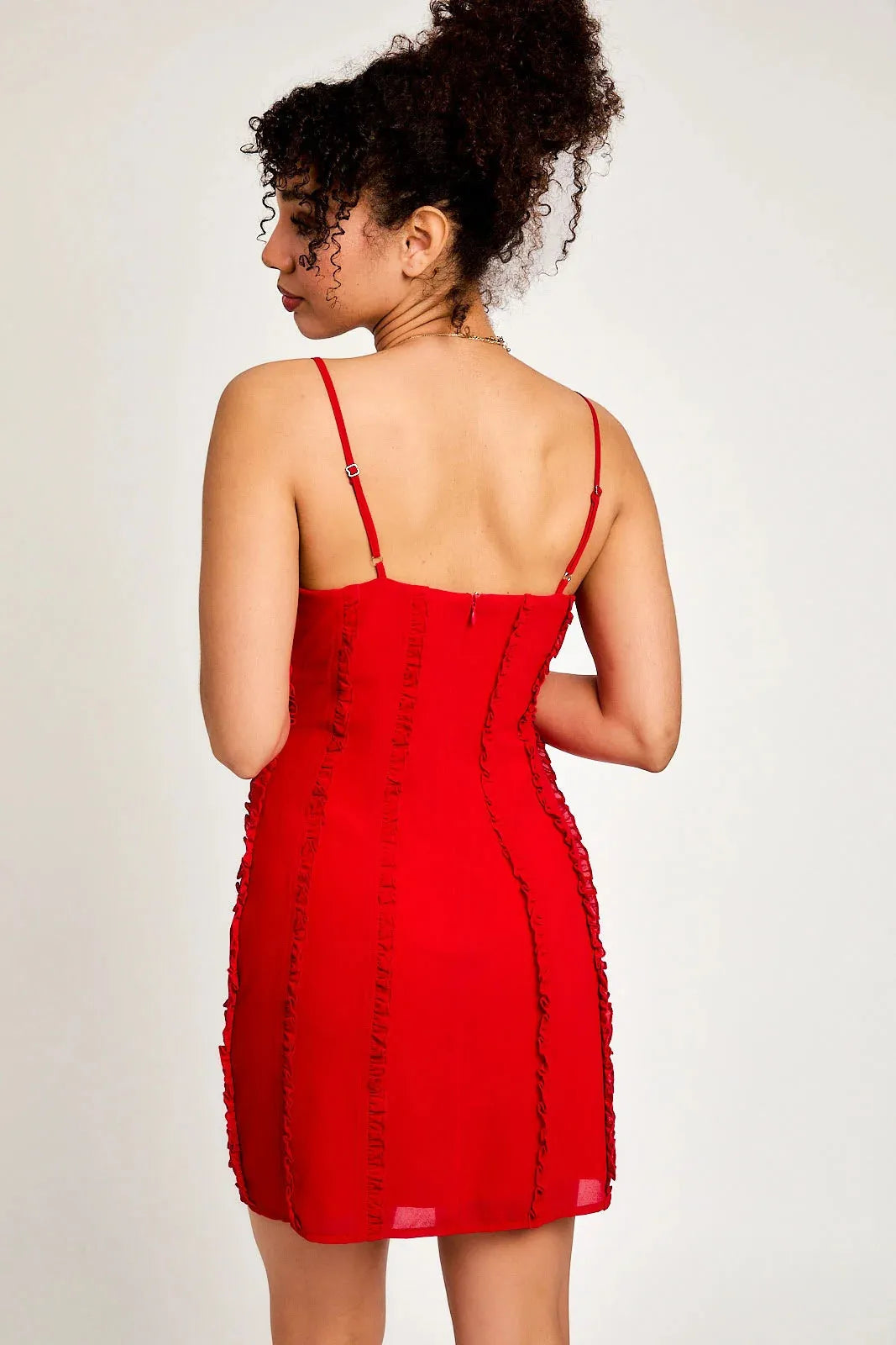 Spaghetti Strap Ruffles Detail Mini Dress - Tasha Apparel Wholesale