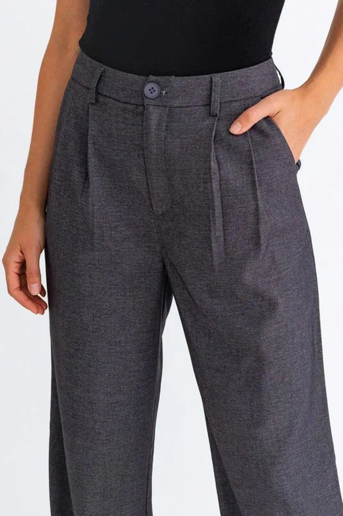 Elegant High Waisted Flowy Denim Pants - Tasha Apparel Wholesale
