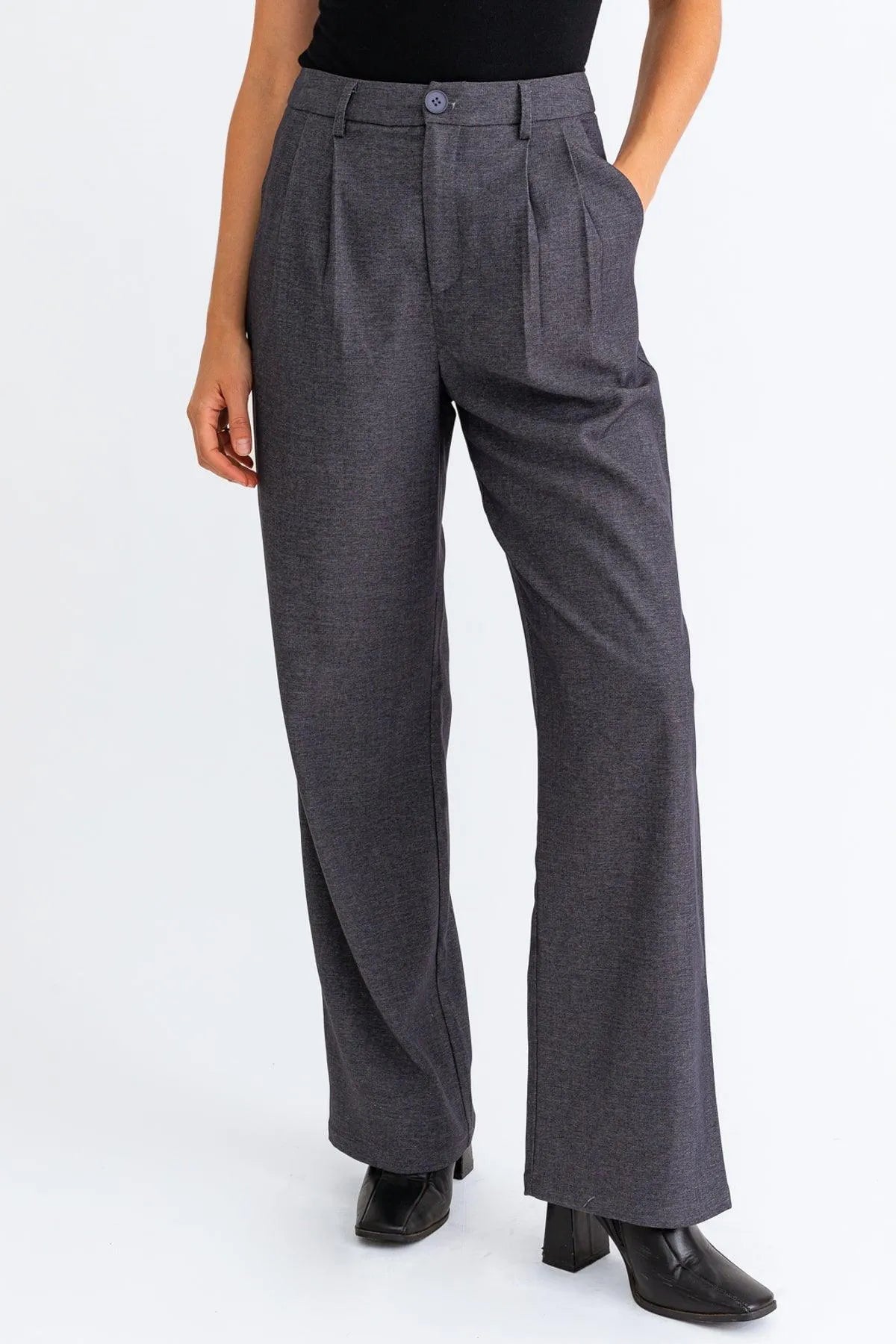 Elegant High Waisted Flowy Denim Pants - Tasha Apparel Wholesale