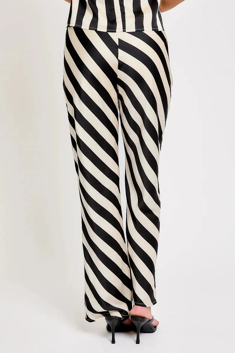High Waist Side pocket Striped Dressy Pants - Tasha Apparel Wholesale