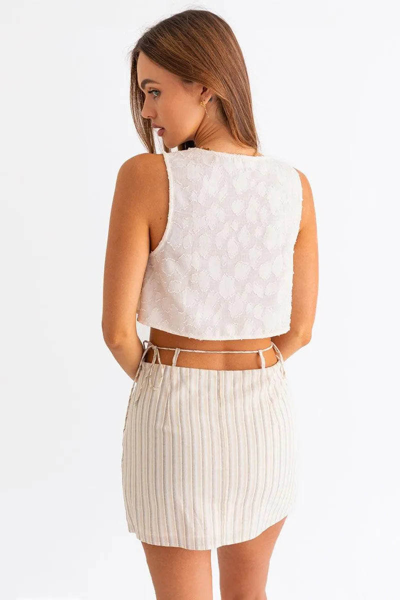 Boho Sleeveless Lace Textured Crop Top - Tasha Apparel Wholesale