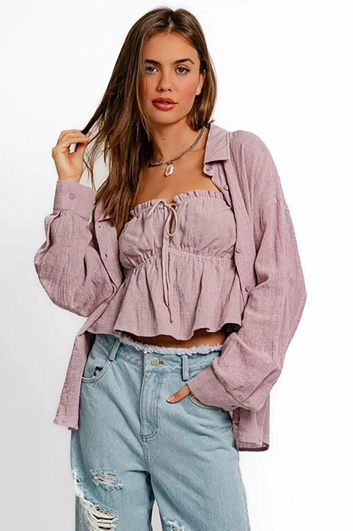 Boho Strapless Ruched Linen Tube Top - Tasha Apparel Wholesale
