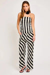 Strapless A-Line Striped Top and High Waisted Pants Set - Tasha Apparel Wholesale