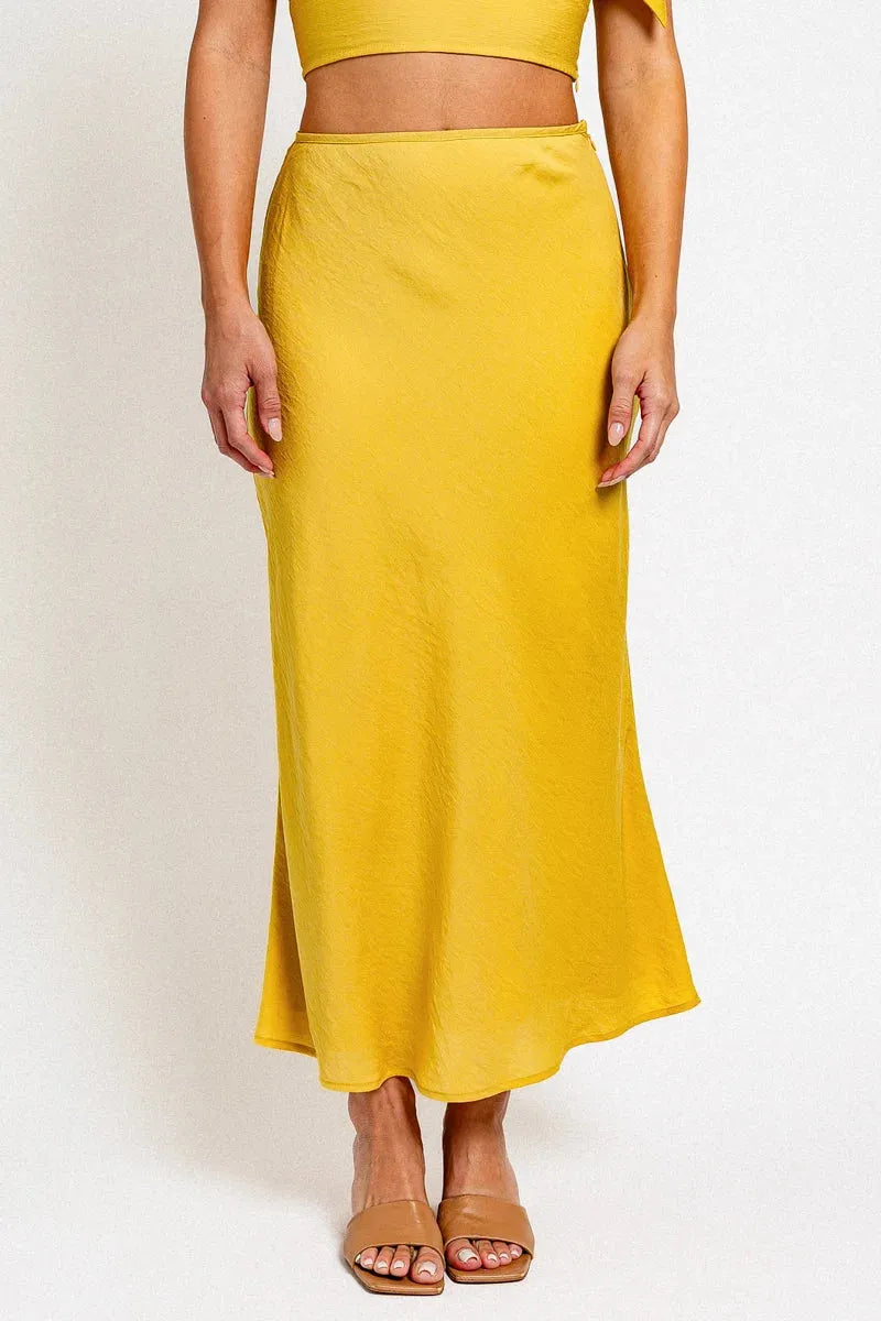V-Neck back Tie Crop Top & Bias Maxi Skirt Set - Tasha Apparel Wholesale