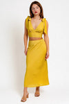 V-Neck back Tie Crop Top & Bias Maxi Skirt Set - Tasha Apparel Wholesale