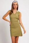 Sleeveless Collared Cable Sweater Mini Tennis Dress - Tasha Apparel Wholesale