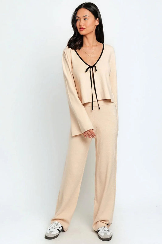 Knit High Waisted Wide Leg Sweater Pants - Tasha Apparel Wholesale