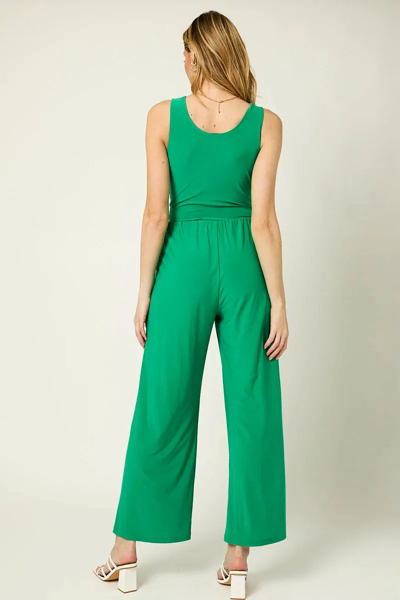 Sleeveless Pockets Surplice Jumpsuit - Tasha Apparel Wholesale